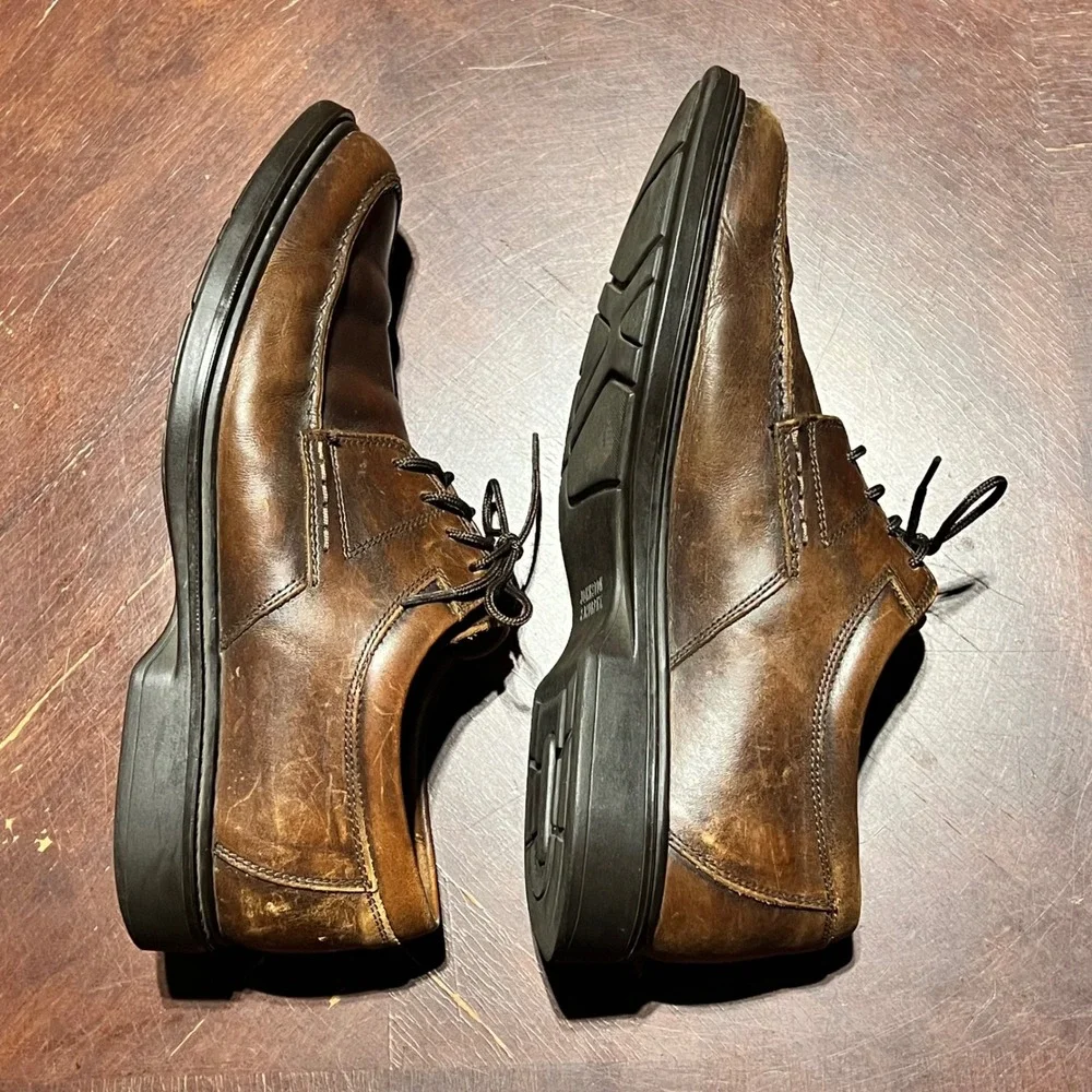 Johnston & Murphy Mens Brown Leather Moc Oxfords Made in Italy 20-5178 Size 9.5